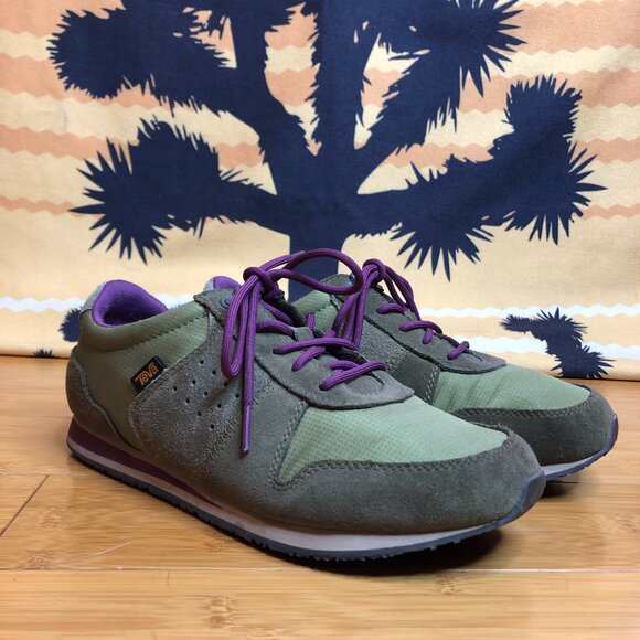 Teva Women's 84's Highside Vintage Style Size 9 Shoes Olive Green Purple Trail - Picture 3 of 10